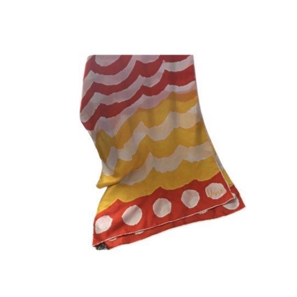 Vintage large 1970s Vera Neumann oblong abstract mod silk scarf - Picture 2 of 5